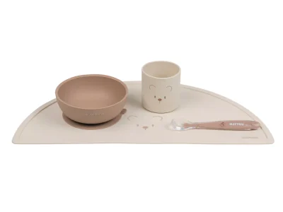 Set Repas Enfant Silicone 4 pièces SILICONE - SILICONE - 43 cm - Silicone Nature