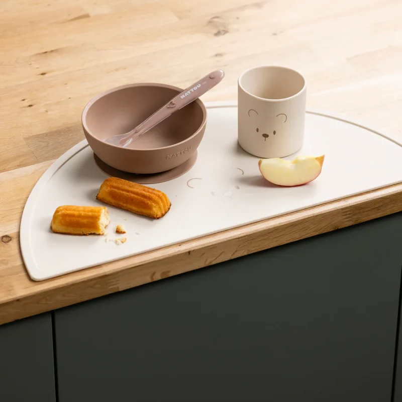 Set Repas Enfant Silicone 4 pièces SILICONE - SILICONE - 43 cm - Silicone Nature