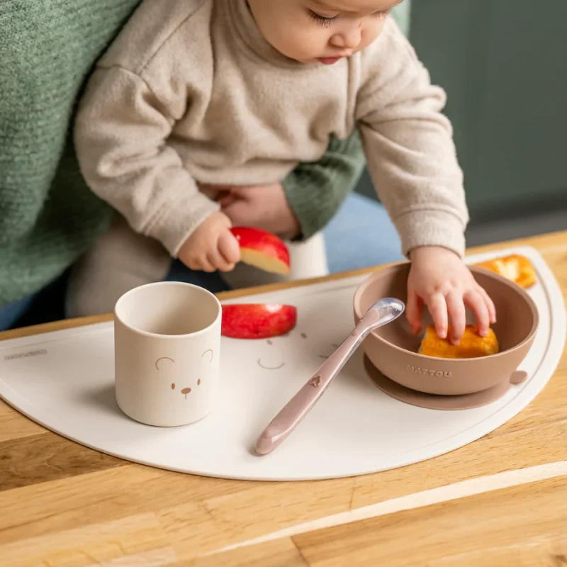 Set Repas Enfant Silicone 4 pièces SILICONE - SILICONE - 43 cm - Silicone Nature