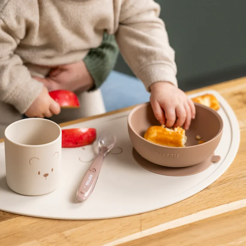 Set Repas Enfant Silicone 4 pièces SILICONE - SILICONE - 43 cm - Silicone Nature