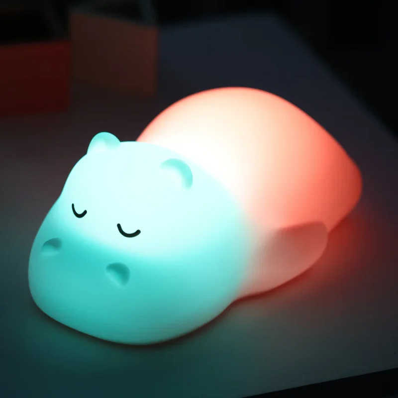 Veilleuse Hippopotame VEILLEUSES - NIGHTLIGHTS - 15,8 cm - Silicone rose saumon