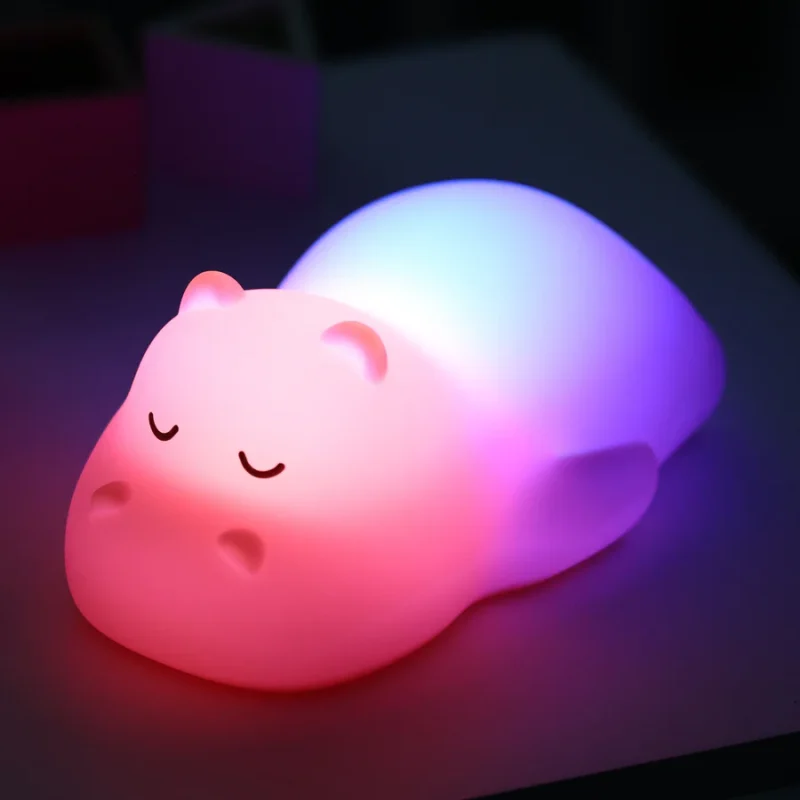 Veilleuse Hippopotame VEILLEUSES - NIGHTLIGHTS - 15,8 cm - Silicone rose saumon