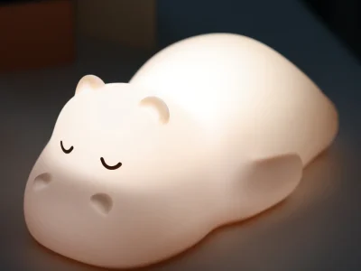 Veilleuse Hippopotame VEILLEUSES - NIGHTLIGHTS - 15,8 cm - Silicone rose saumon