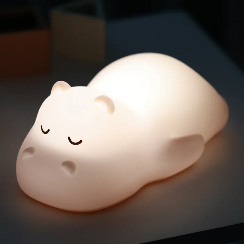 Veilleuse Hippopotame VEILLEUSES - NIGHTLIGHTS - 15,8 cm - Silicone rose saumon
