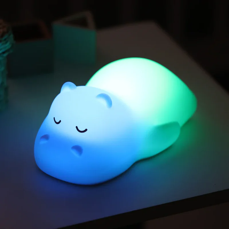 Veilleuse Hippopotame VEILLEUSES - NIGHTLIGHTS - 15,8 cm - Silicone rose saumon