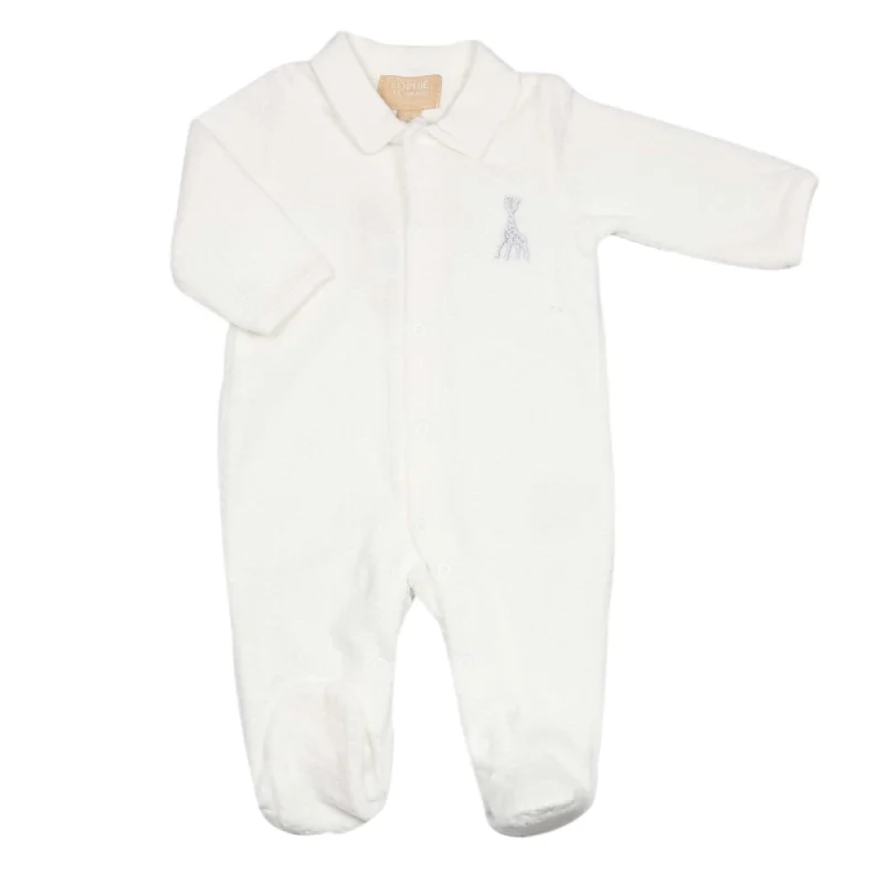 Pyjama naissance - Écru - Velours jacquard