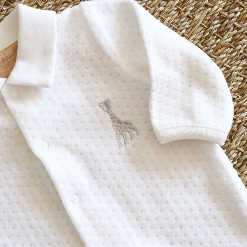 Pyjama naissance - Écru - Velours jacquard