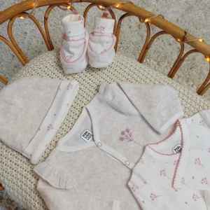 Kit naissance 6 pièces fille - Motif floral